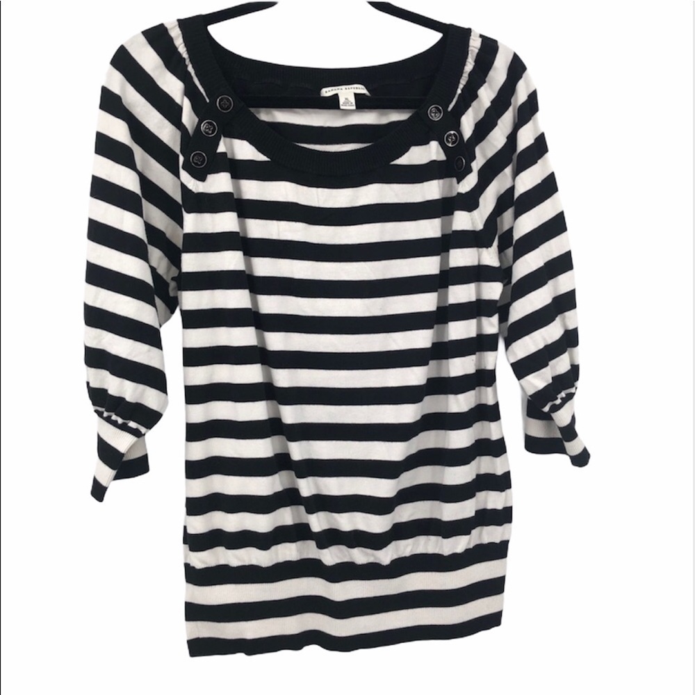 Banana republic white/Black knit stripeβ sweater